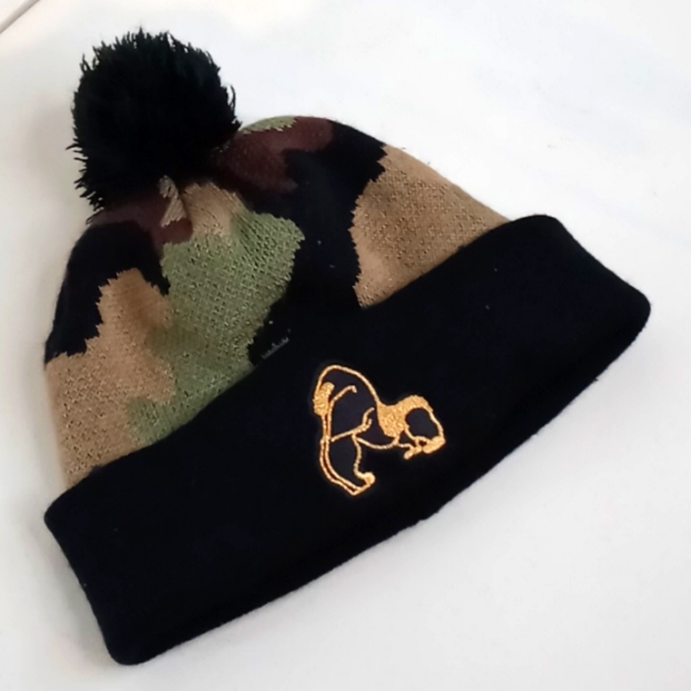 Camo Gorilla Knit Beanie w/Pom Pom - Men's or Women's -One Size- KB Ethos